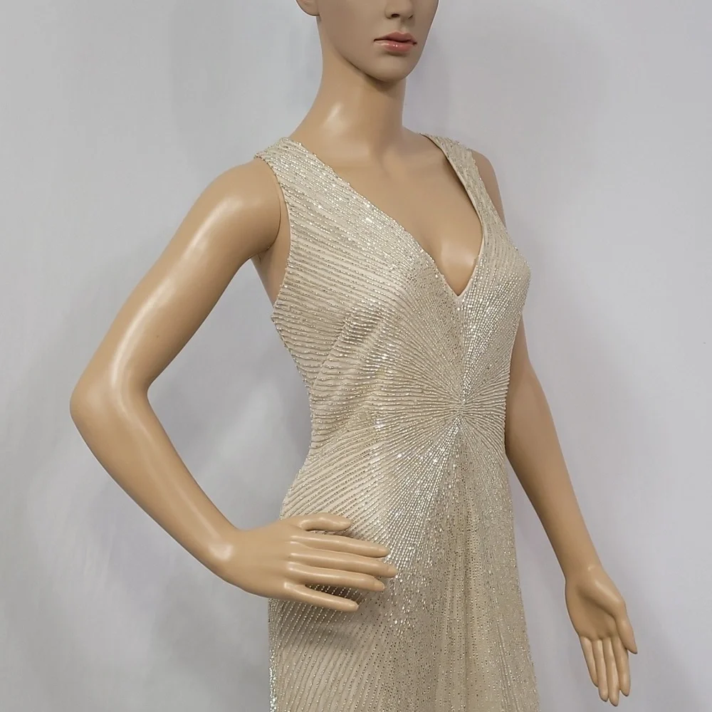 Aidan Mattox Women's Plunging V Neck Gown - Picture 8 of 15